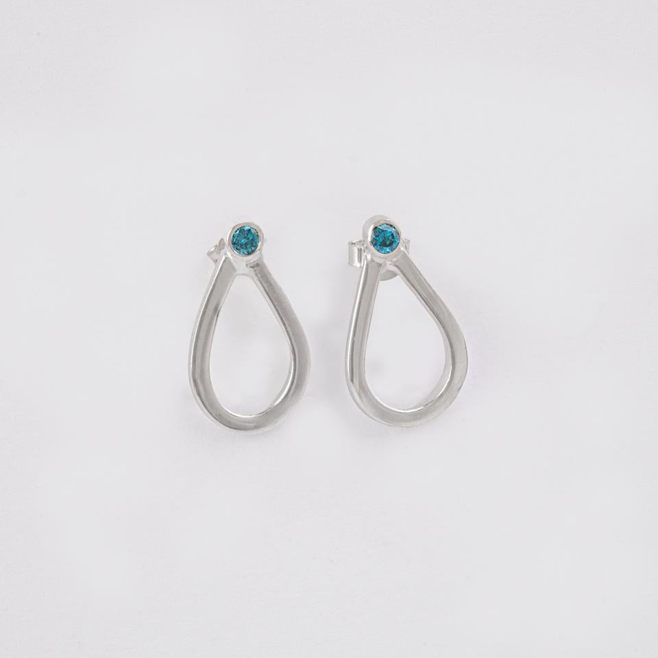 925 sterling silver earrings Blue zircon stones