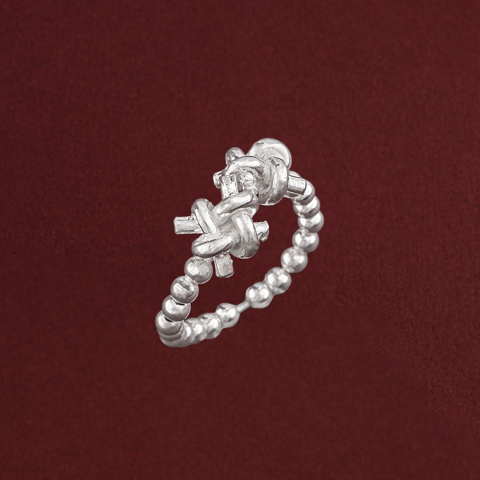 925 sterling silver ring Double small knots with balls