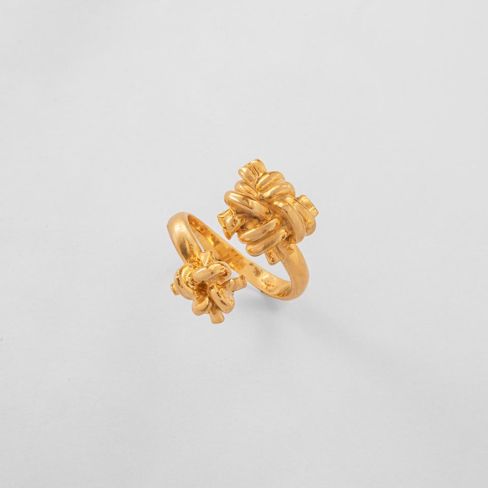 925 sterling silver ring Double knots in different sizes 18k gold plated