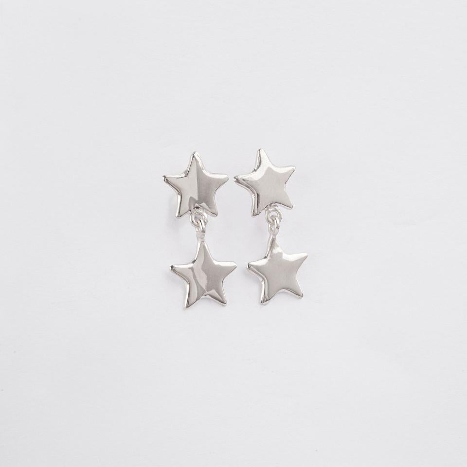 925 sterling silver earrings Double star