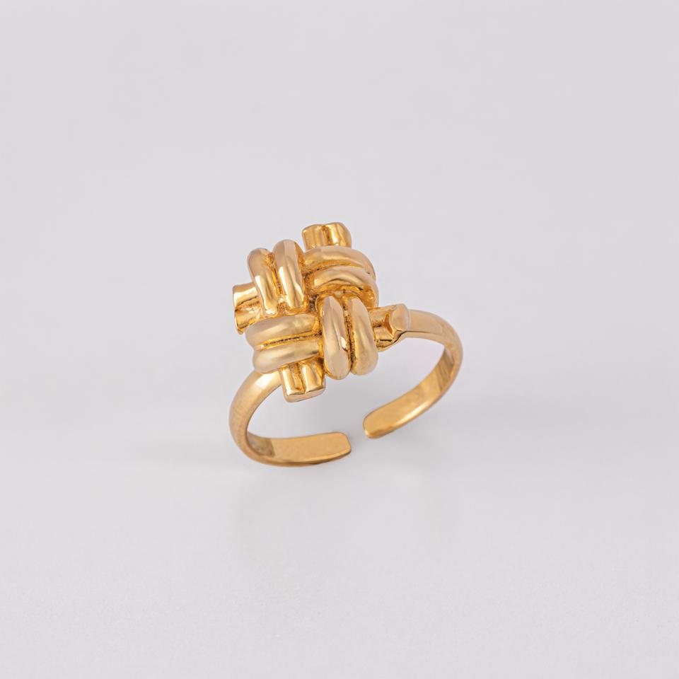 925 sterling silver ring Big knot 18k gold plated