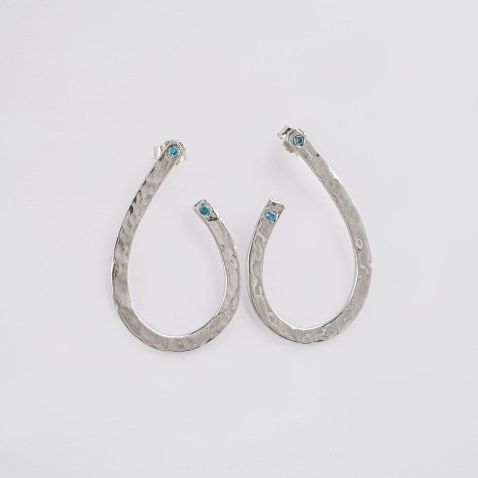 925 sterling silver earrings Blue zircon