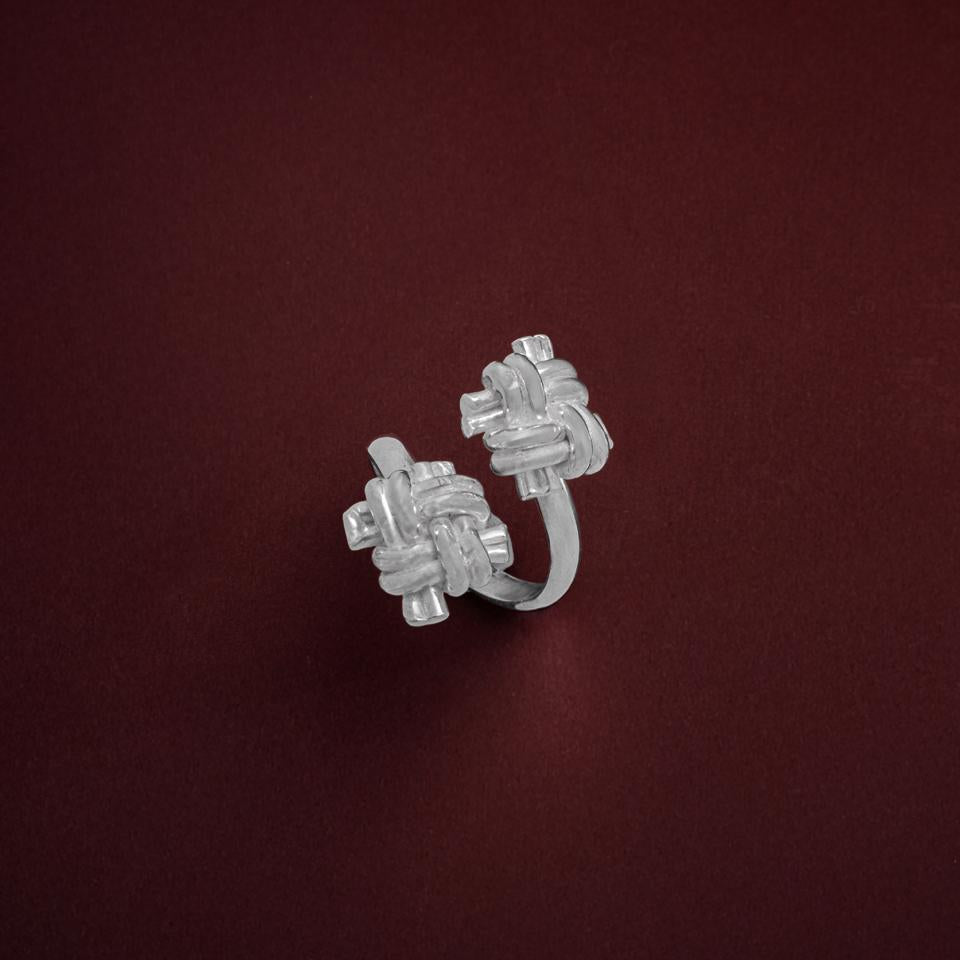 925 sterling silver ring Double big knots
