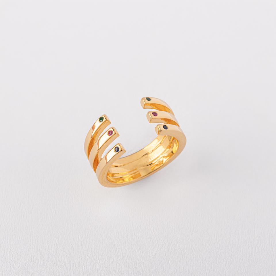 925 sterling silver ring 18k gold plated Zircon stones