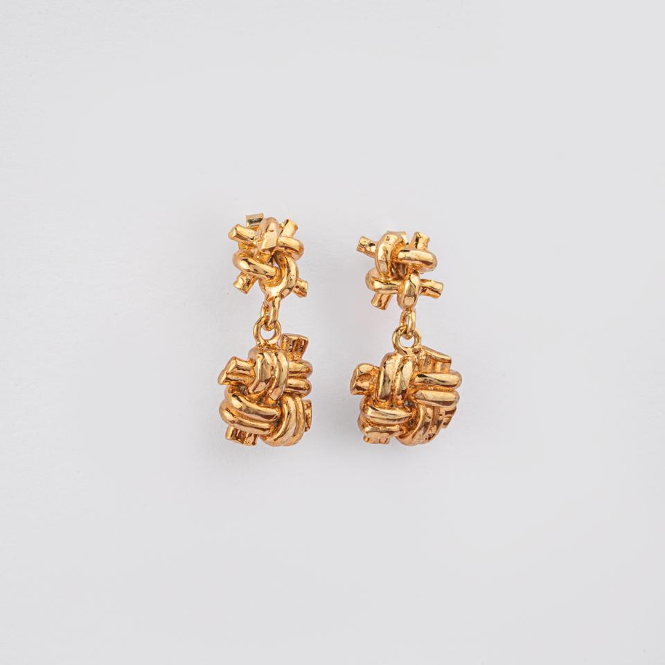 925 sterling silver earrings Double knot 18k gold plated