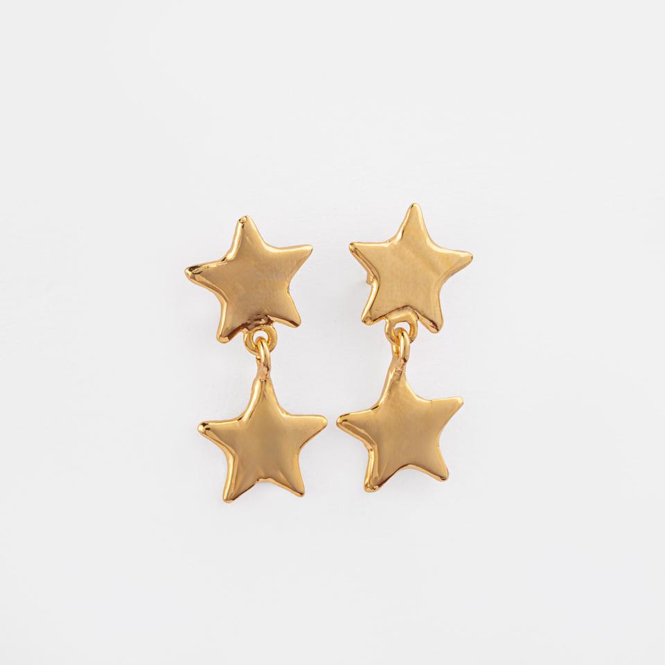 925 sterling silver earrings Double star 18k gold plated